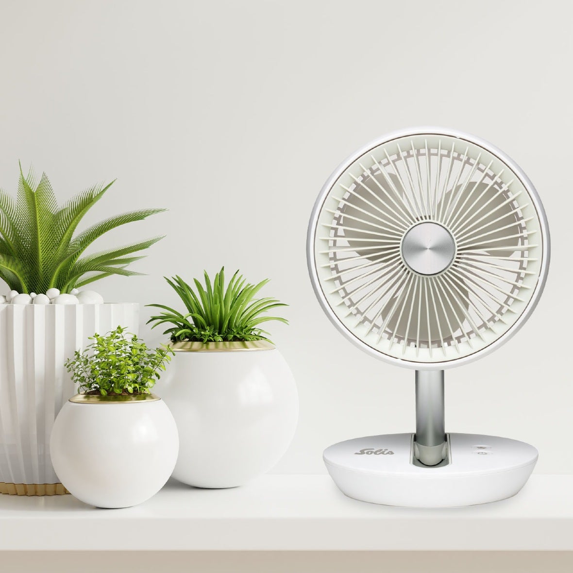 Solis Charge & Go Fan Blanc